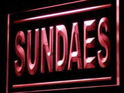 Sundaes Ice Cream Shop LED Light Sign - LED Gift Works