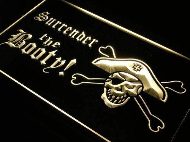 Surrender the Booty Pirate LED Light Sign - Way Up Gifts