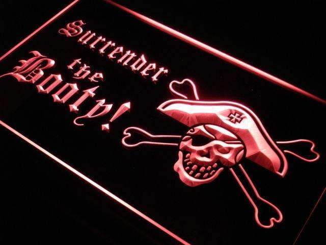 Surrender the Booty Pirate LED Light Sign - Way Up Gifts