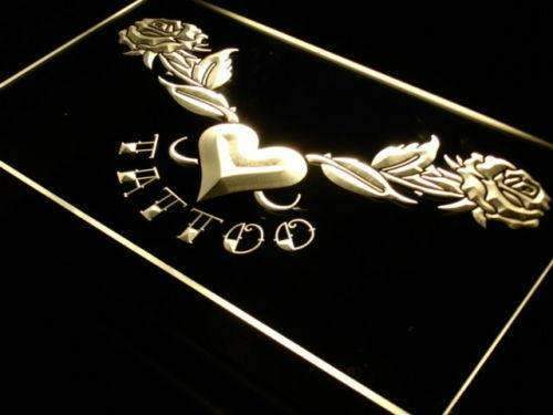 Tattoo Heart Roses LED Light Sign - LED Gift Works