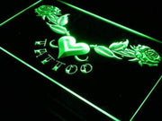 Tattoo Heart Roses LED Light Sign - LED Gift Works