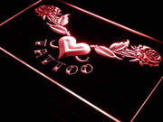 Tattoo Heart Roses LED Light Sign - LED Gift Works