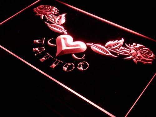 Tattoo Heart Roses LED Light Sign - LED Gift Works