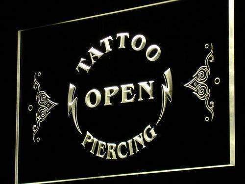 Tattoo Piercing Open LED Light Sign - LED Gift Works