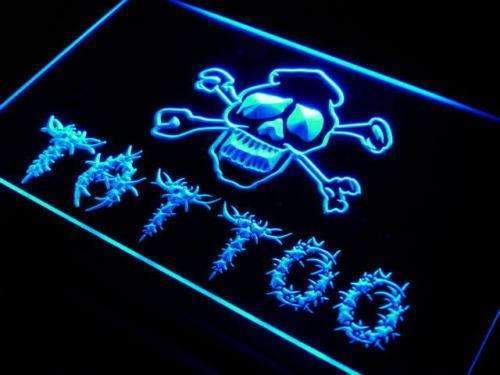 Tattoo Shop Skull Crossbones LED Light Sign - LED Gift Works