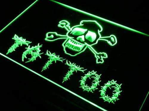 Tattoo Shop Skull Crossbones LED Light Sign - Way Up Gifts