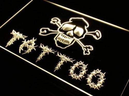 Tattoo Shop Skull Crossbones LED Light Sign - LED Gift Works