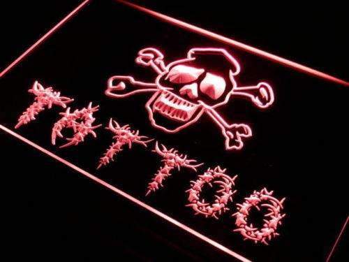 Tattoo Shop Skull Crossbones LED Light Sign - LED Gift Works