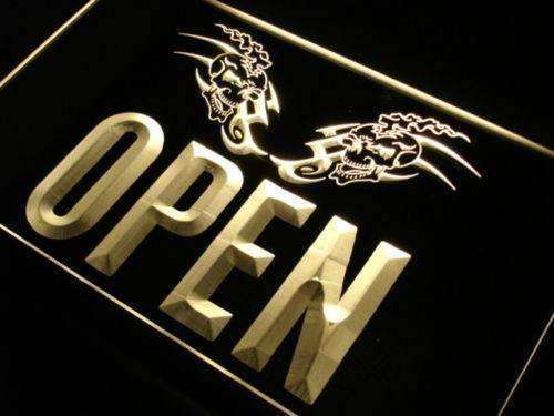Tattoo Skulls Open LED Light Sign - Way Up Gifts