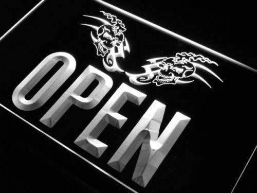 Tattoo Skulls Open LED Light Sign - Way Up Gifts