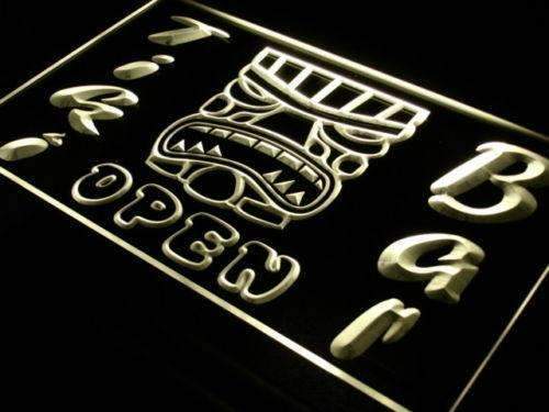 Tiki Mask Bar Open LED Light Sign - LED Gift Works