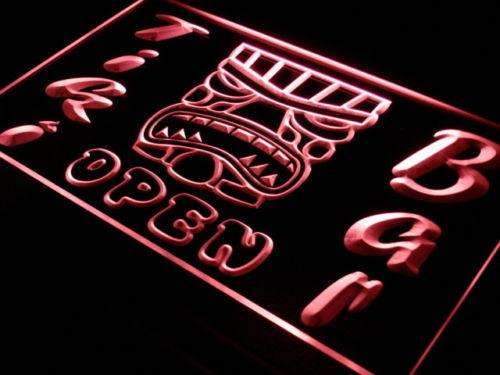 Tiki Mask Bar Open LED Light Sign - LED Gift Works