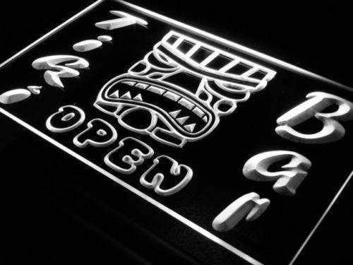 Tiki Mask Bar Open LED Light Sign - LED Gift Works