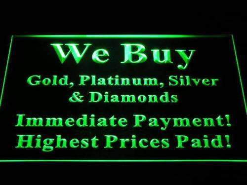 We Buy Gold Platinum Silver Diamonds LED Light Sign - Way Up Gifts