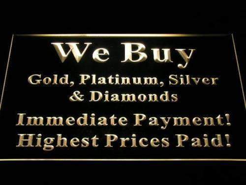 We Buy Gold Platinum Silver Diamonds LED Light Sign - Way Up Gifts