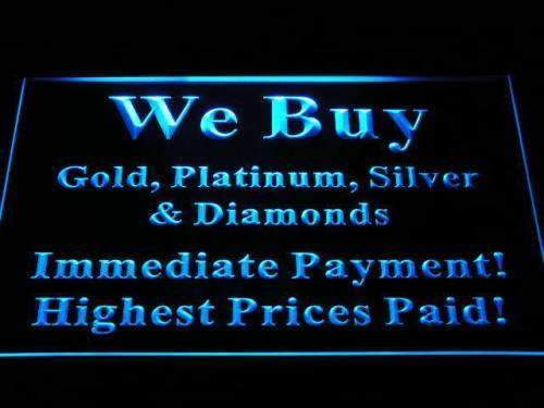 We Buy Gold Platinum Silver Diamonds LED Light Sign - Way Up Gifts