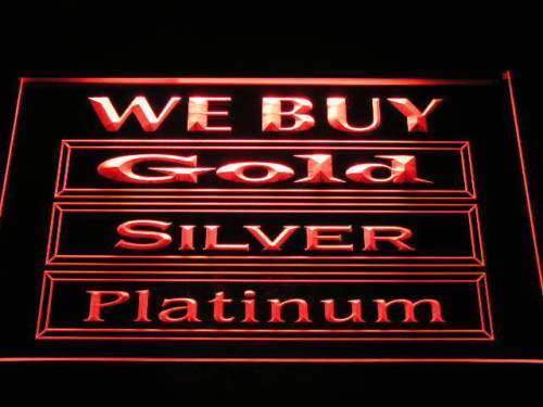 We Buy Gold Silver Platinum LED Light Sign - Way Up Gifts