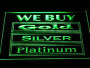 We Buy Gold Silver Platinum LED Light Sign - LED Gift Works