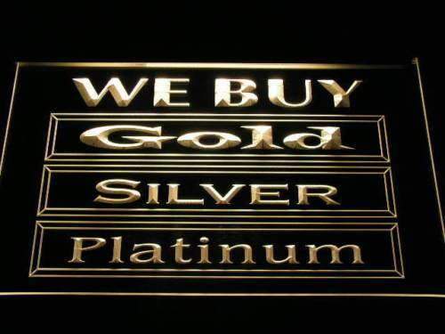 We Buy Gold Silver Platinum LED Light Sign - Way Up Gifts