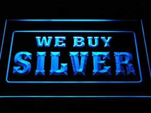 We Buy Silver LED Light Sign - LED Gift Works