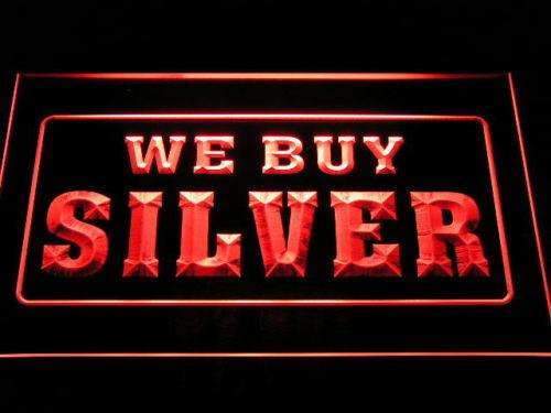 We Buy Silver LED Light Sign - LED Gift Works