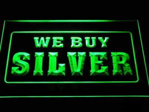 We Buy Silver LED Light Sign - LED Gift Works
