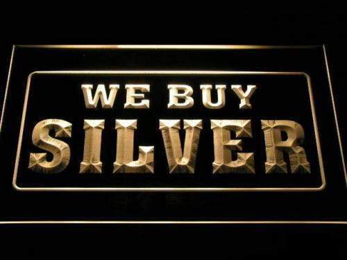 We Buy Silver LED Light Sign - LED Gift Works