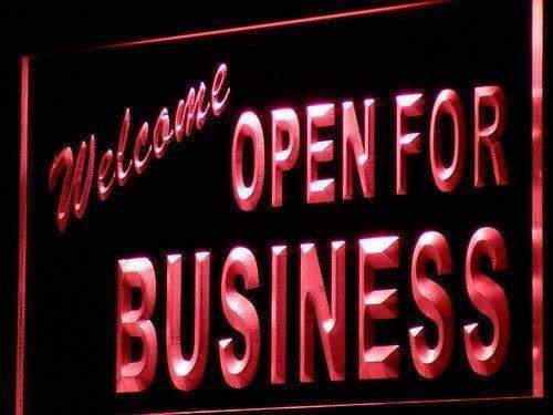 Welcome Open for Business LED Light Sign - LED Gift Works