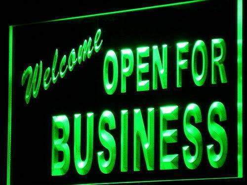 Welcome Open for Business LED Light Sign - LED Gift Works