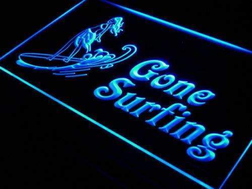 Woman Surfer Gone Surfing LED Light Sign - LED Gift Works