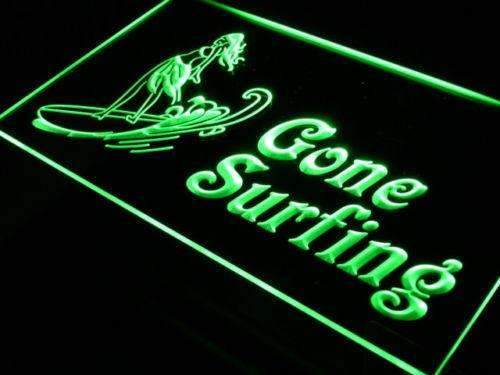 Woman Surfer Gone Surfing LED Light Sign - LED Gift Works