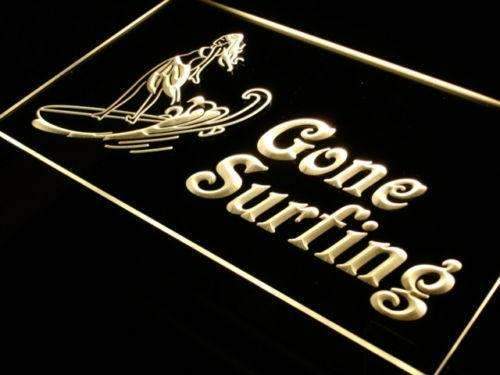 Woman Surfer Gone Surfing LED Light Sign - Way Up Gifts