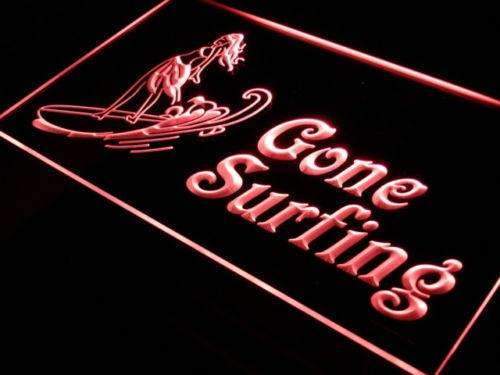 Woman Surfer Gone Surfing LED Light Sign - Way Up Gifts