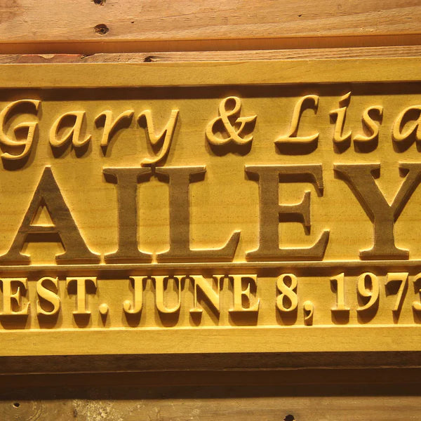 Personalized Wedding Celebrations Couple Custom Wood Sign 3D Engraved Wall Plaque - Way Up Gifts