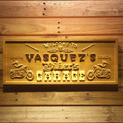 Personalized Motorcycle Biker's Garage Custom Wood Sign 3D Engraved Wall Plaque - LED Gift Works
