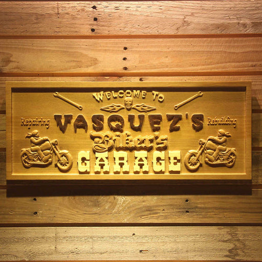 Personalized Motorcycle Biker's Garage Custom Wood Sign 3D Engraved Wall Plaque - Way Up Gifts