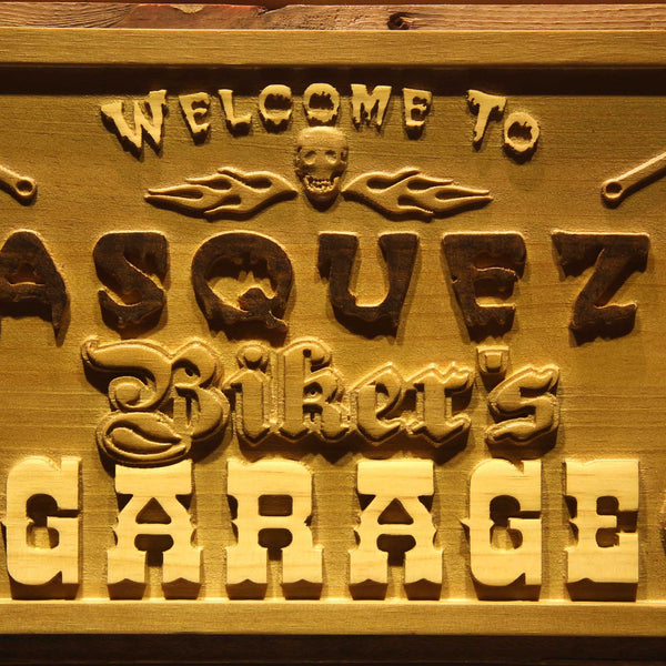 Personalized Motorcycle Biker's Garage Custom Wood Sign 3D Engraved Wall Plaque - LED Gift Works