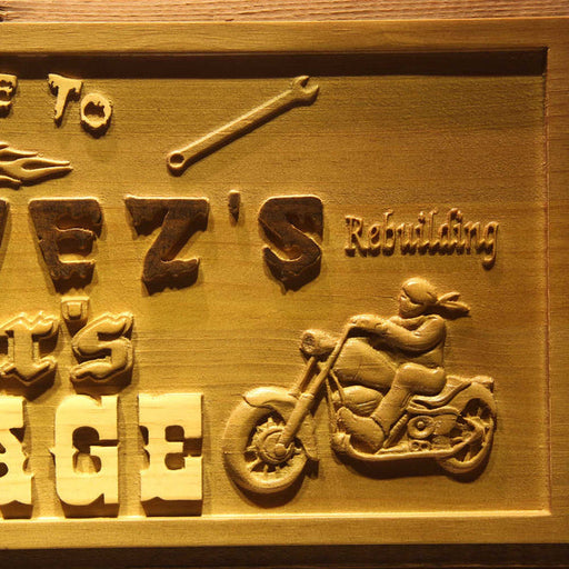 Personalized Motorcycle Biker's Garage Custom Wood Sign 3D Engraved Wall Plaque - LED Gift Works