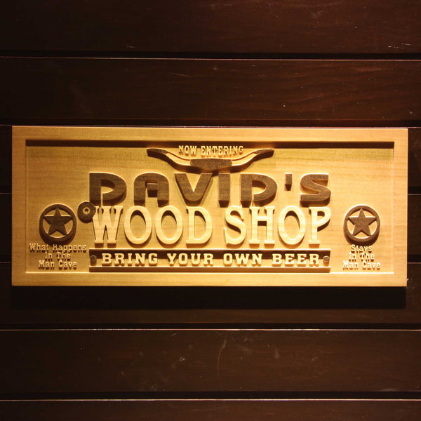 Personalized Garage Man Cave Wood Shop Custom Wood Sign 3D Engraved Wall Plaque - Way Up Gifts