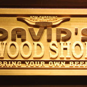 Personalized Garage Man Cave Wood Shop Custom Wood Sign 3D Engraved Wall Plaque - LED Gift Works