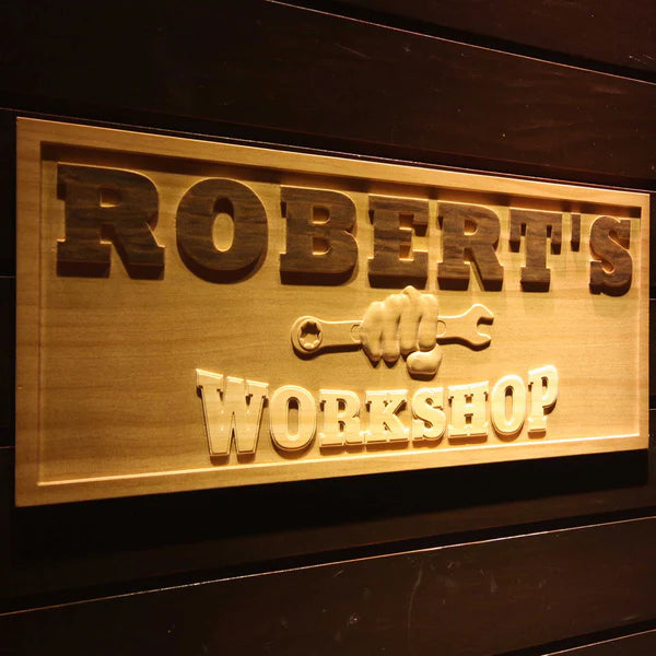 Personalized My Tools Workshop Custom Wood Sign 3D Engraved Wall Plaque - Way Up Gifts