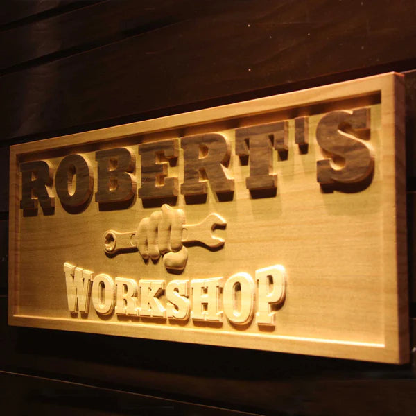 Personalized My Tools Workshop Custom Wood Sign 3D Engraved Wall Plaque - Way Up Gifts