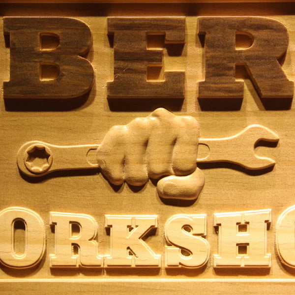 Personalized My Tools Workshop Custom Wood Sign 3D Engraved Wall Plaque - LED Gift Works