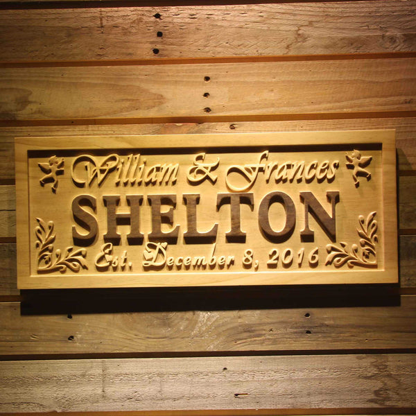 Personalized Couples Name Wedding Date Custom Wood Sign 3D Engraved Wall Plaque - LED Gift Works