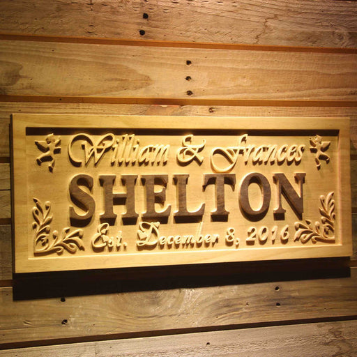 Personalized Couples Name Wedding Date Custom Wood Sign 3D Engraved Wall Plaque - Way Up Gifts