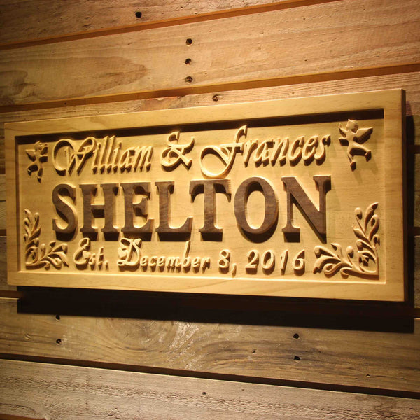 Personalized Couples Name Wedding Date Custom Wood Sign 3D Engraved Wall Plaque - Way Up Gifts