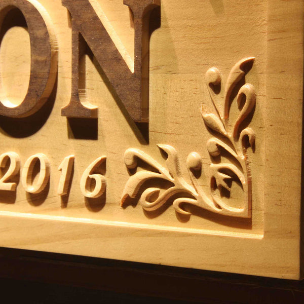 Personalized Couples Name Wedding Date Custom Wood Sign 3D Engraved Wall Plaque - Way Up Gifts