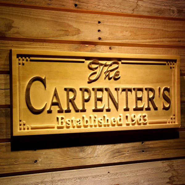 Personalized Couples Name Wedding Year Custom Wood Sign 3D Engraved Wall Plaque - Way Up Gifts