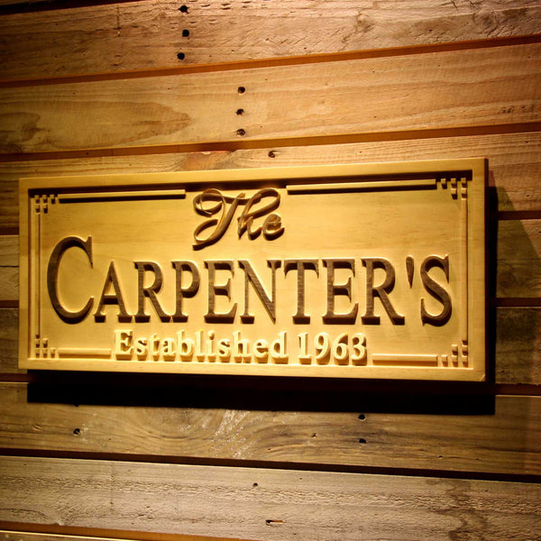Personalized Couples Name Wedding Year Custom Wood Sign 3D Engraved Wall Plaque - Way Up Gifts