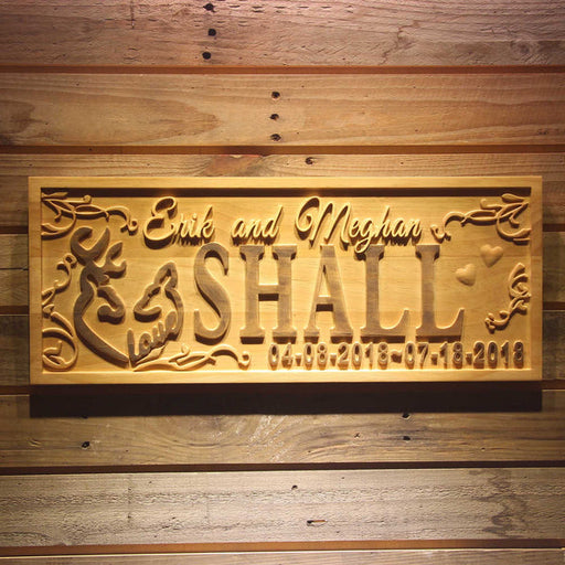 Personalized Couples Name Deer Love Wedding Custom Wood Sign 3D Engraved Wall Plaque - Way Up Gifts